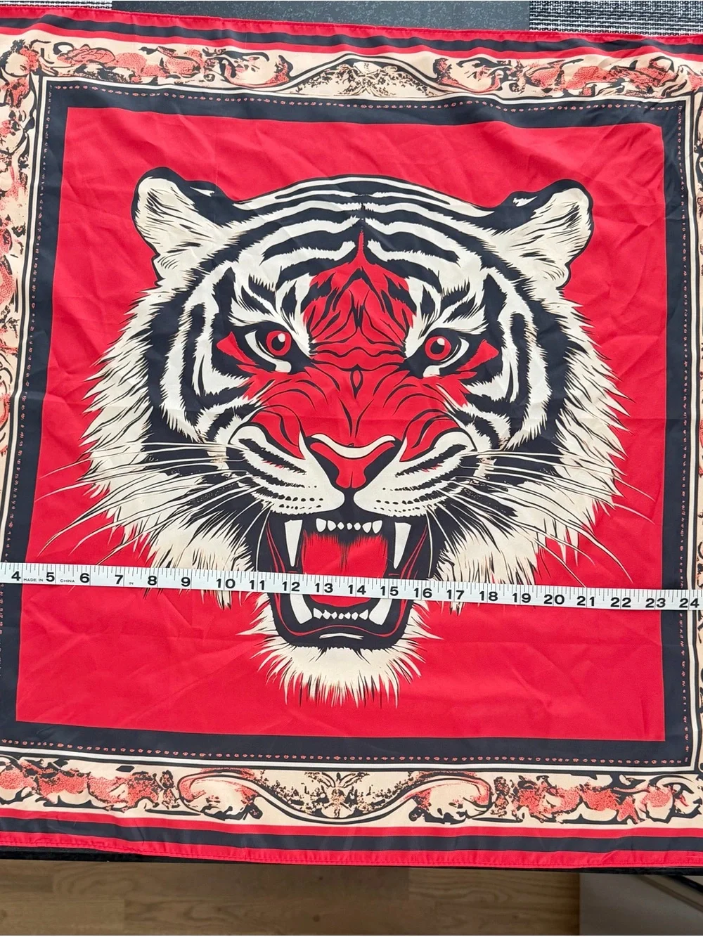 Red and Black Tiger Print Scarf